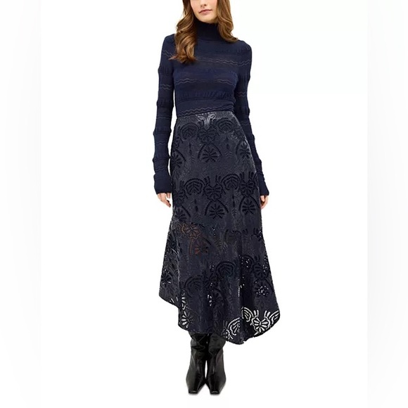 Marie Oliver Dresses & Skirts - Marie Oliver Casey Embroidered Faux Leather Skirt